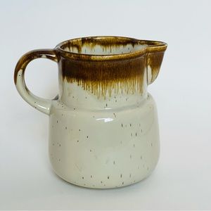 McCoy Vintage Pitcher/Vase Cream W / Brown Drip Glazing  Height 6”